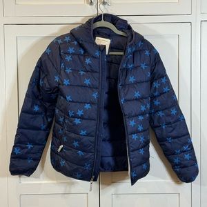 Hanna Andersson Blue Puffer Jacket with stars